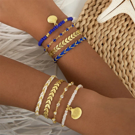 4pcs/set Bohemia Shell Bracelets โ Ethnic Style Summer Jewelry for Women & Girls