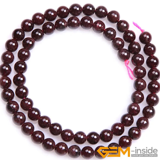 Natural Dark Red Garnet Round Beads – 15" Strand for DIY Jewelry Making (6mm / 8mm / 10mm)